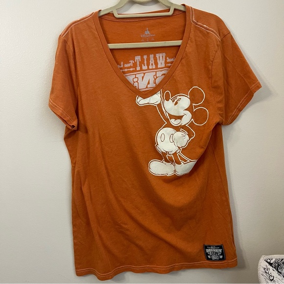 DISNEY PARKS AUTHENTIC XL Mickey Mouse TShirt Orange - Picture 1 of 6